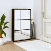 Shoe Cabinet with Mirror 3-Layer Black 63x17x102.5 cm vidaXL