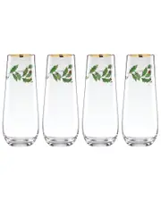 Lenox Holiday Stemless 4pc Flute Set