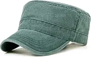 [FREEBIRD99] Washed Cotton Twill Vintage Flat Top Peaked Hat Army Military Cadet Cap