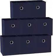 SORTI 27x28x27 CM Blue Navy 8X Pack Foldable Folding Storage Cube Storage Box Bookcase Fabric Cube Toy Organiser Organizer