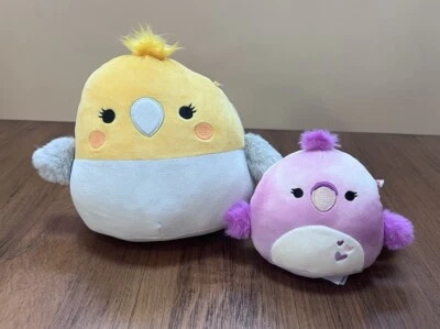 8” Charlize Cockatoo Cockatiel Squishmallows NWT Bird 5” Shimi Plush Parrot Set