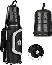 Shopsource Golf Travel Bag for Airlines, Golf Travel Case with Hard Case Top and Wheels, 1680D Heavy Duty Oxford Golf Travel Covers, Protect Golf Clubs, Lightweight, Easy to Maneuver
