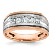 14k White/Rose Gold Two-tone Gold White/Rose w/Black Rhodium Men's Satin 1/2 carat Diamond Ring