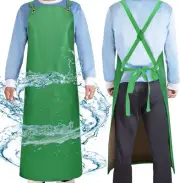 Waterproof Aprons for Men, 43" Long PU Rubber Heavy Duty 43*26 inch, Green