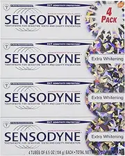 Sensodyne Maximum Strength & Extra Whitening (Pack of 4) Net Wt 6.5 Oz(184G)Per Tube, 26 Oz