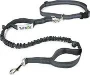 Tuff Mutt Hands Free Dog Leash for Running, Walking, Hiking, Durable Dual-Handle Bungee Leash is 4 Feet Long with Reflective Stitching, and an Adjustable Waist Belt That Fits up to 42 Inch Waist