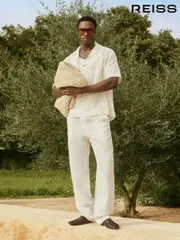 Reiss White Leo Reiss | Ché Linen Wide-Leg Trousers (H49060) | $260