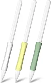 T Tersely 3 Pack Grip for Apple Pencil Compatible with Apple Pencil 1st and 2nd Generation and USB-C & Pro,Ergonomic Stylus Grip Silicone Sleeve Accessories(White, Yellow, Green)