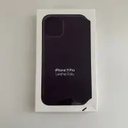 Genuine Apple iPhone 11 Pro Natural Leather Folio Phone Case Aubergine Purple
