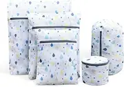 Vivva 5Pcs Durable Mesh Laundry Bags for Delicates, Travel Storage Organize Bag, Clothing Washing Bags for Laundry, Blouse, Bra, Hosiery, Stocking, Underwear, Lingerie (Water Drop)