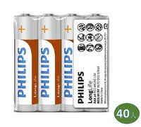 在飛比找Yahoo奇摩購物中心優惠-PHILIPS 飛利浦 4號AAA碳鋅電池 (4顆*10組)