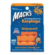 Mack's Kids Earplug Soft Moldable Silicone Putty Safe Waterproof Orange 6 Pair
