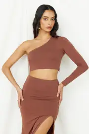 Birds Are Singing Crop Top Brown