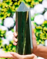 Large 260MM Green Kyanite Stone Crystal Healing Charged Meditation Energy Tower