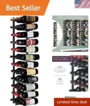 N'FINITY 36 Bottle Wall Mounted Metal Wine Rack – Label Forward Wine Rack wit...