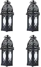4Pcs Moroccan Style Hanging Lamp with Transparent Glass, Creative Aromatherapy Candle Holder for Home Decor(Black)