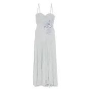 [Elisabetta Franchi] Elisabetta Franchi Flower-embroidery Lurex Gown 44 IT BLUE