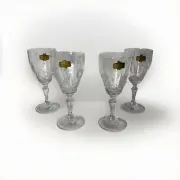 Vintage New Set of 4 Zajecar 24% Lead Crystal Glass Wine Glasses Yugoslavia