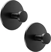 bussdis Towel Hooks for Bathroom Wall - Extra Sticky Stainless, Holds up to 20LB, Coat Hooks Wall Hooks, Adhesive Door Holder Hanger Shower Accessories, Matt Black Heavy Duty