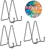 PETHOMEAU 3 Pcs 6'' Display Photo Stand Decorative Plate Display Stand Iron Easel Stand Book Display Stand Tabletop Art (Black)