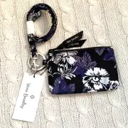 Vera Bradley Zip ID Lanyard Set Frosted Floral Black NWT MSRP $29