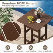 Costway Outdoor Square Bar Table All-Weather High-Top Garden Side End Table Patio Slatted Dining Table Brown