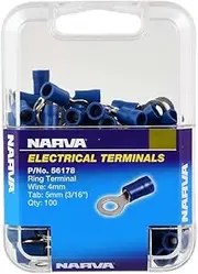 Narva Ring Electrical Terminal, 5.0 mm Size, Blue (Pack of 100)