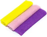 African Net Sponge,Bath Sponge, Exfoliating Scrubber,Bath Washcloth,Dead Skin Remover (Pink-Yellow-Purple)