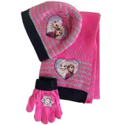 Kids Girls Disney Frozen Elsa Anna Winter Warmer Knitted Hat Scarf Gloves Set Beanie Hat E B