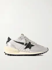 [Golden Goose] Golden Goose - Running Marathon Metallic Rubber And Leather-trimmed Ripstop Sneakers - Silver - IT41 IT 41 Silver