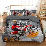 Dirt Bike Motorcycle Racing Quilt Doona Duvet Cover Set Single Double Queen Size Available Single, 1 Pillow Case