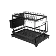 2 Tier Kitchen Dish Rack Drying Drainer Tray Cutlery Holder Storage Organiser