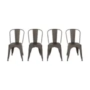 4x Kitchen Dining Chairs Stackable Vintage Metal Chair Backrest Side Chair