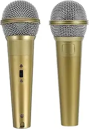 2pcs Simulation Microphone Model Game Show Props Stage Performance Props Pretend Stage Microphone Mic Prop Practice Stage Prop Mic Microphone Fake Stage Props Plastic Golden