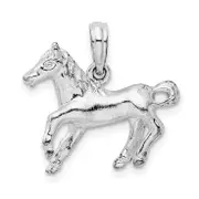 Sterling Silver De-Ani Rhodium-Plated Polished Galloping Horse Pendant