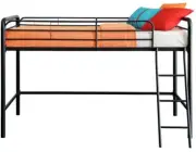 Loft Bed Frame Low Kids Junior Twin Size Black Bunk Bedroom Furniture Ladder New