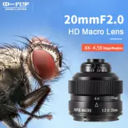 ZHONGYI 20mm F2.0 4.5X HD Macro Lens Full Frame for Canon Nikon Sony M4/3 Fuji X
