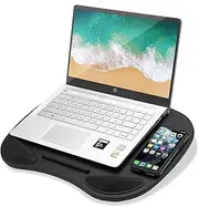 Boperzi Lap Desk with Cushion - Home Office Lap Stand for Bed, Portable Laptop Desk with Anti-Slip Strip, Bed Table Tray for Notebook, Fits up to 14 Inch Tablet - Black