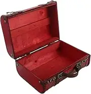 GAXIRE Vintage Wooden Decorative Suitcase Trunk Small Retro Storage Box Handle for Jewelry Keepsakes and Home Decor for Photography Props and