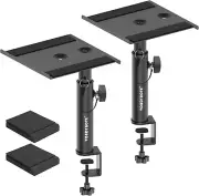 Set of 2 Studio Monitor Stands Desk Clamp Desktop Speaker Stands with Isolati...