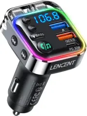 LENCENT Bluetooth 5.3 FM Transmitter,Pd 30W & QC3.0 Fast Charger Bluetooth Ca...