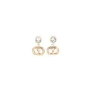 [Valentino Garavani] Valentino Garavani-Gold Ovalette Brass Earrings-Donna OS OS