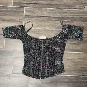 Urban Outfitters Sparkle & fade Off The Shoulder Top Full Zip Front XS NWT