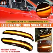 2x Dynamic LED Side Mirror Turn Signal Light For Peugeot 2008 208 Citroen C3 C4