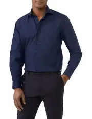[Van Heusen] Tailored Mini Check Print Shirt in Navy Blue
