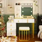 Dressing Table with Mirror and Lights，Makeup Vanity Table, Vanity Desk Set