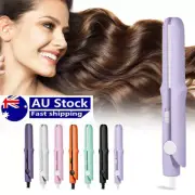 2 in 1 Ceramic Mini Hair Curler Portable Straightener Tourmaline Iron Heating AU