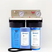 10" x 4.5" 2 Stages Big Blue Whole House Water Filter System ANTIBACTERIAL Gauge