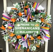 Shenanigans Malarky St. Patricks Day Deco Mesh Front Door Wreath Home Decoration