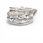 New DAVID YURMAN Ladies Sterling Silver Buckle Diamond Ring Size 5